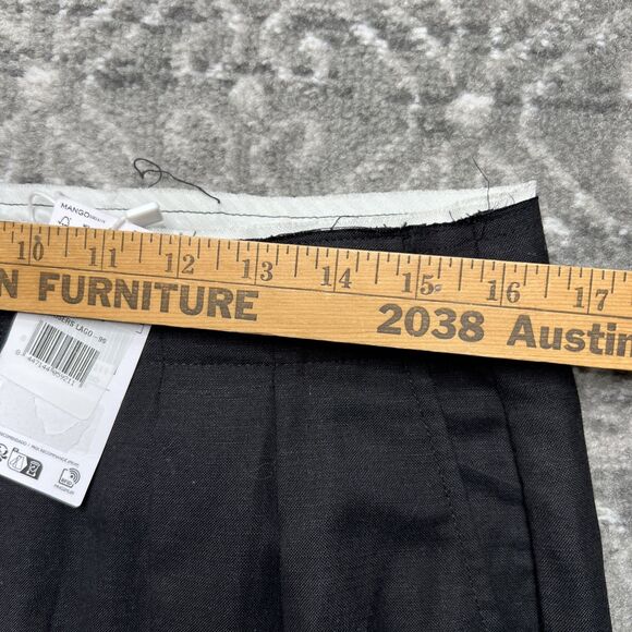 MNG Mango NWT High Waist Wide Leg Linen Blend Pants Womens Size 10 Black Pleated - Picture 5 of 13